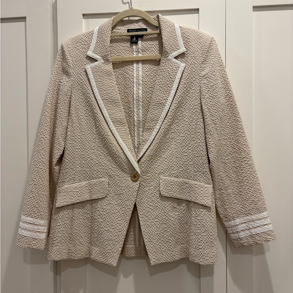 Tan Seersucker Blazer Medium
